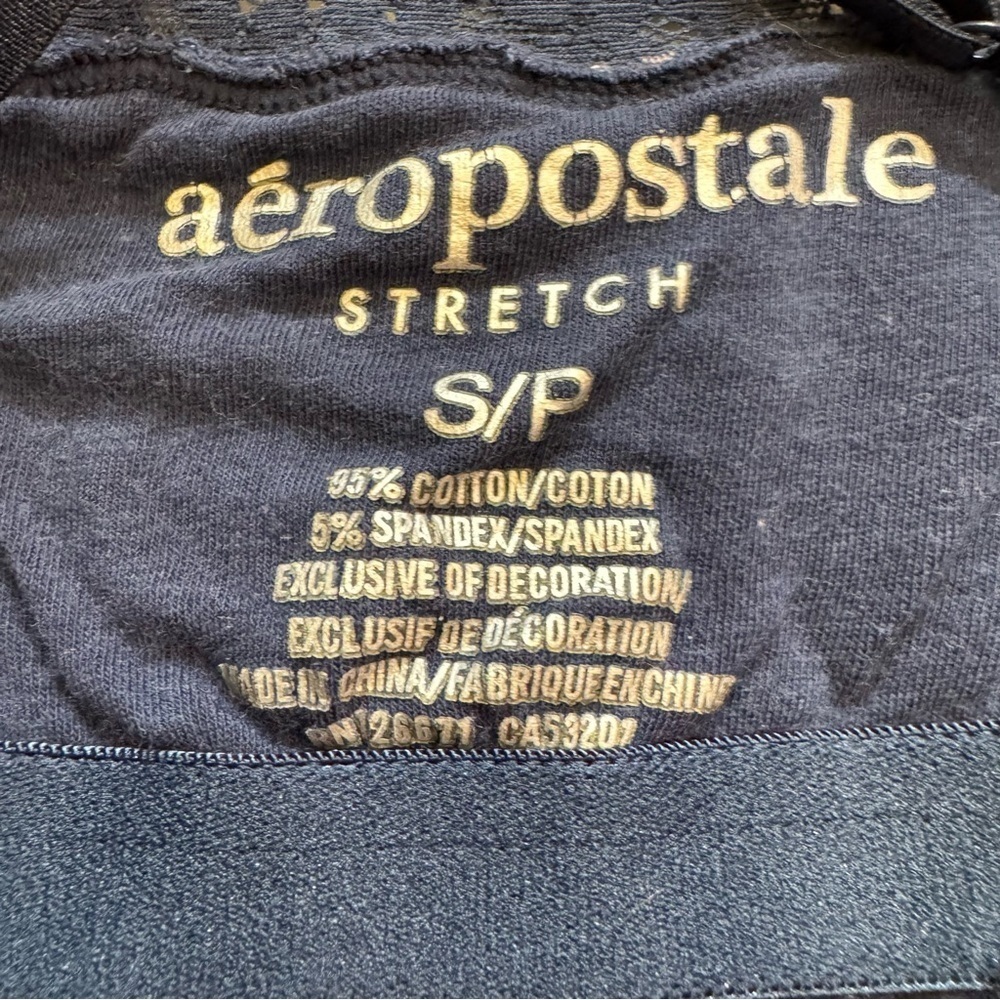 Aeropostale Navy Blue Cami Camisole Size Small Lace Trim Shelf Bra Stretchy NWOT - Picture 4 of 9